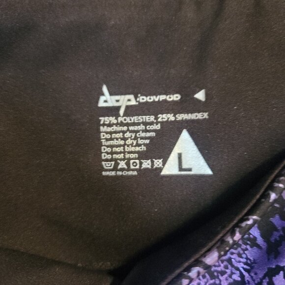 DOV DOVPOD Snakeskin Metallic Leggings Exotic Yoga Pants Blue Purple Large - Picture 10 of 14